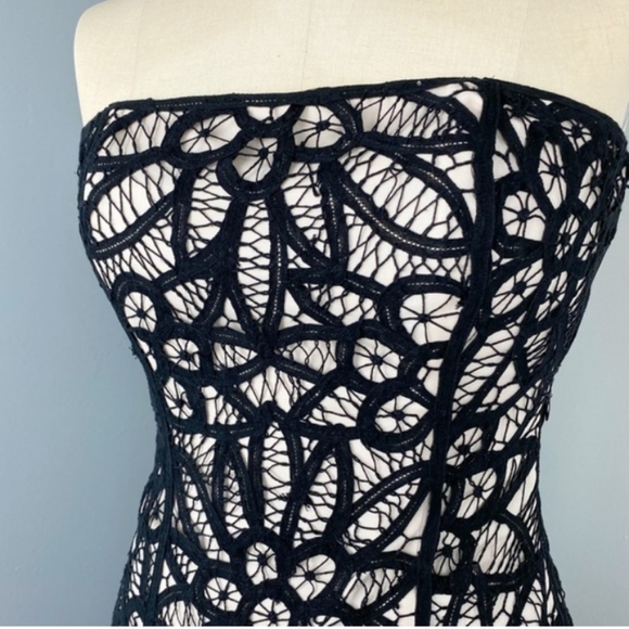 NEW Betsey Johnson dress black lace gold satin drop waist bow corset pouf mini 2 - Picture 3 of 10